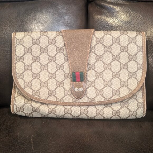 Vintage Gucci GG Canvas Web Shetty clutch - Picture 1 of 8